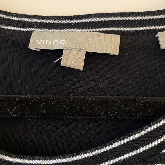 Vince navy and white striped knotted t-shirt dress lined L - Picture 2 of 2